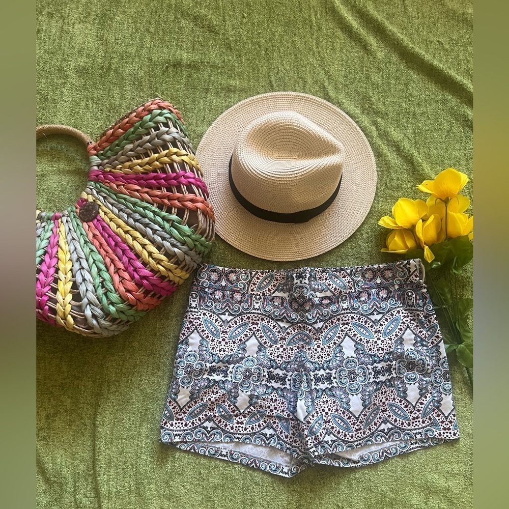 Express Women’s Blue Paisley Chino Shorts